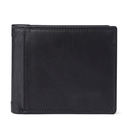 Men's wallet RFID business wallet short handheld cowhide wallet men's coin purse folding money clip