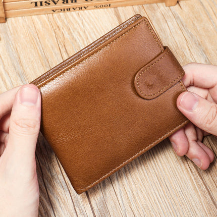 Men's Bi-Fold Wallet, Genuine Leather Credit Card Holder Vintage Money Clip, Snap Clip Coin Purse, Compact Money Pouch