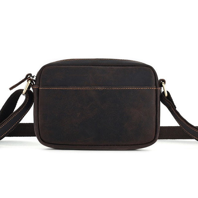 Niche crossbody bag for men, crazy horse leather shoulder bag, men's bag leather, vintage crossbody small bag for men