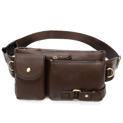 Leather Bag Men's Header Cowhide Men's Bonded Messenger Bag Mobile Phone Pocket Men's Cross -Body Chest Bag