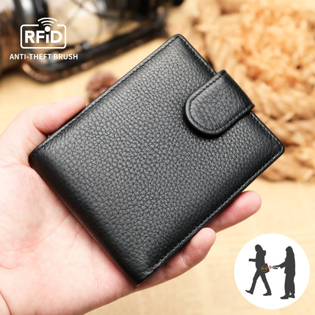 Wallets Men Anti-Theft RFID Blocking Bifold Leather Wallet Head Layer Cowhide Wallet Money Cards Coin Organiser Purse For Men