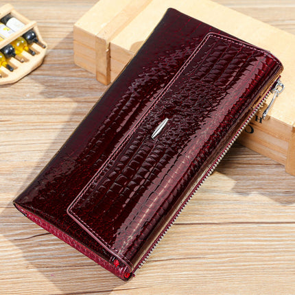 Women's Blocking Wallet Genuine Leather Clutch Wallet Card Holder Organizer Ladies Long Pouch Genuine Leather Coin Purse