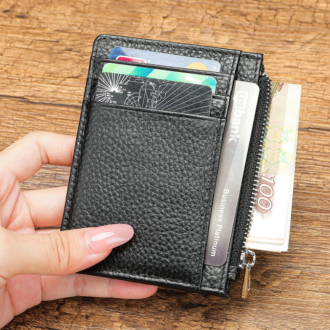 Womens Slim Credit Card Holder Mini Front Pocket Wallet Coin Purse Zipper Coin Pouch Small Wallets for Women Zipper ID Card Holder