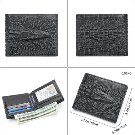 Genuine Leather Wallet Men Crocodile Credit Card Wallet Long Wallets Slim Bifold Credit Card Pocket Wallet