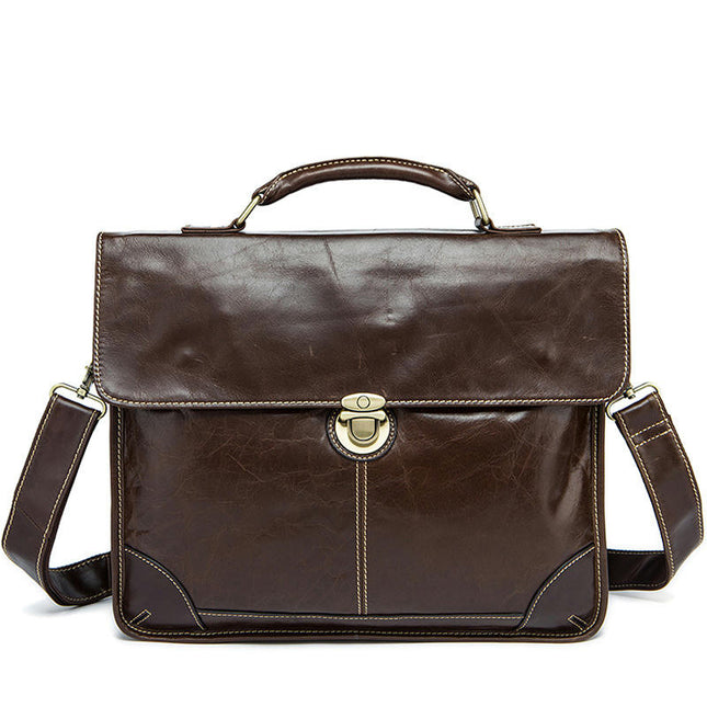 Men's Business Briefcase Genuine Leather Men's Bag Handbag Crossbody Bag Computer Bag