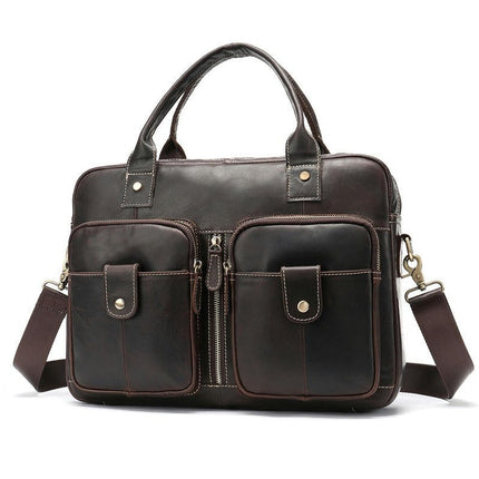 Genuine Leather Men's Briefcase Casual Business Crossbody Bag Handbag Shoulder Bag Computer Bag