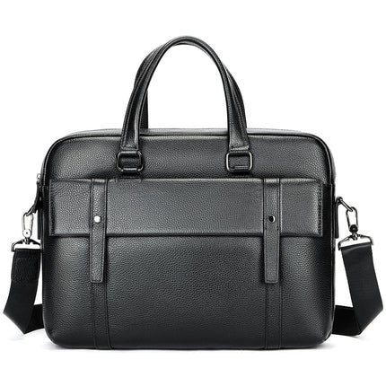 Men's Genuine Leather Briefcase Large Capacity Business Cowhide Handbag Computer Bag