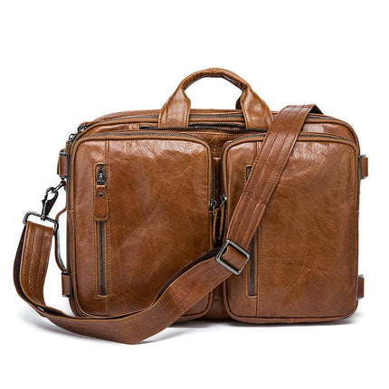 Genuine Leather Briefcase Laptop Messenger Bags for Men Handbag Multifunction Shoulder Bag