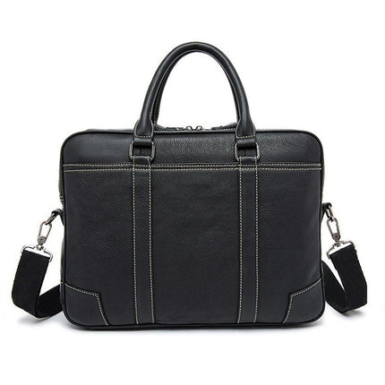 Genuine Leather Briefcase for Men Laptop Crossbody Messenger  Bag Attache Case for Business