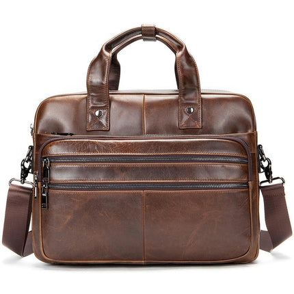 Vintage Genuine Leather Briefcase for Men Laptop Computer Business Travel Shoulder Bags