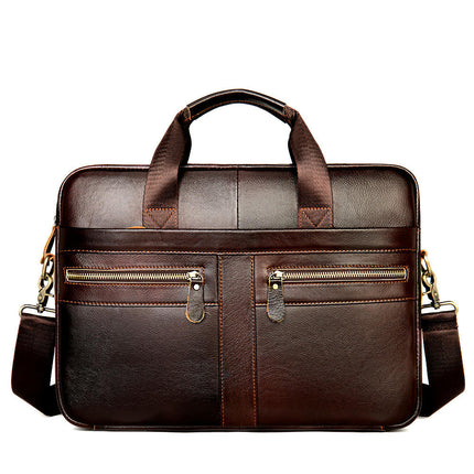 Genuine Leather Briefcase for Men Laptop Computer Shoulder Bag Business Travel Work Handbag