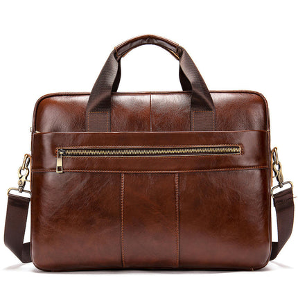 Genuine Leather Briefcase Laptop Crossbody Messenger Bags Business Travel Handbag for Men