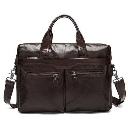 Sac à bandoulière en cuir véritable pour hommes, mallette portable, sac à bandoulière