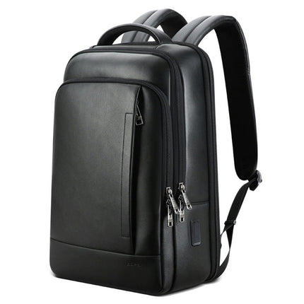 Genuine Leather Backpack Men's Business Travel First Layer Cowhide Backpack Computer Bag Black