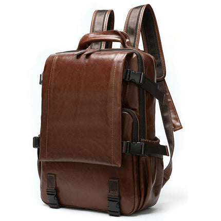 Genuine Leather Men's Backpack Large Capacity Computer Backpack Retro Travel Bag