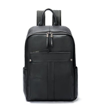 Men Genuine Leather Large Capacity Backpack Multifunctional Computer Backpack