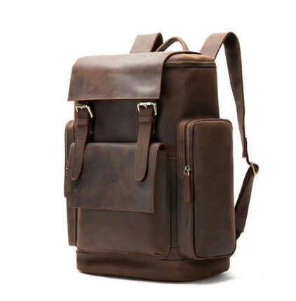 Genuine Leather Backpack For Men Vintage Laptop Bag Large Capacity Travel Shoulder Daypacks