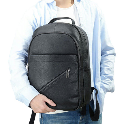 Soft Leather Casual Men's  Backpack Large Capacity Genuine Leather Outdoor Men's Backpack