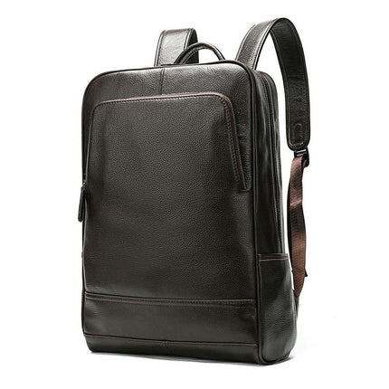 Genuine Leather Backpack Vintage Laptop Bag Water Resistant Casual Daypack for Men