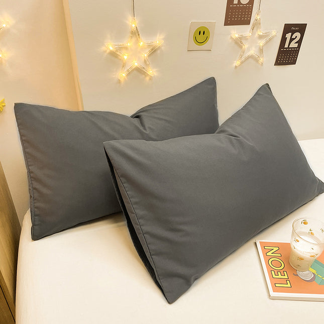 2pack Pillowcase Set Home Plain/Simple Pillowcases Large Washed Cotton Brushed Solid Color Pillowcases