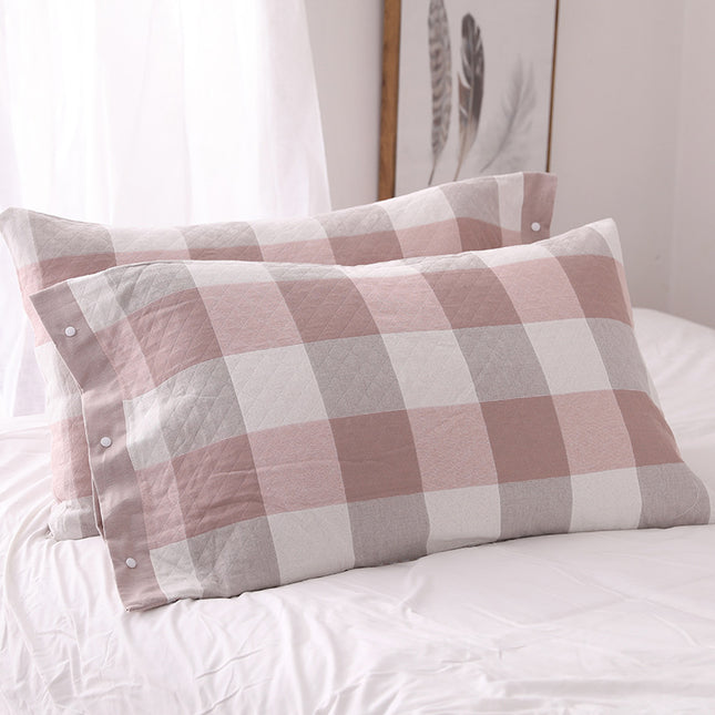 2Pack Gauze Pillowcase Cotton Pillowcase Large Plaid Pillowcases Washed Cotton Student Adults All Seasons