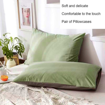 2pack Solid Color Pillowcase Washed Cotton Pocket Pillow Envelope Pillow Student Dormitory Pillowcase Set