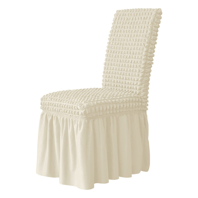 1 Pack Stretch Full Cover Bubble Lattice Skirt Hotel Dining Chair with Removable Center Back High Back Chair Cover Single