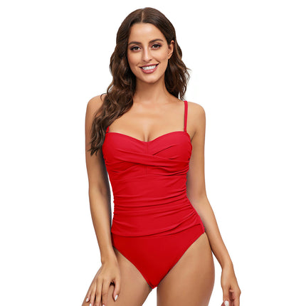 Maillot de bain une pièce pour femmes, col en V profond, contrôle du ventre, col licou, dos nu torsadé