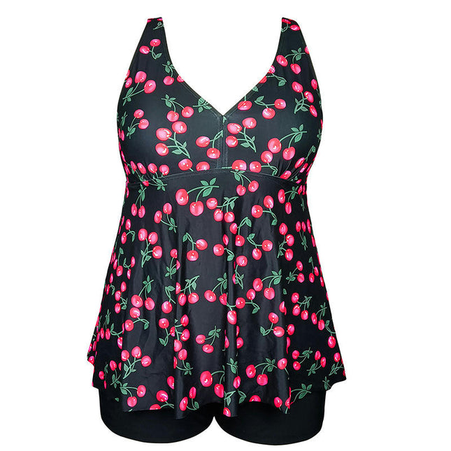 Women's Plus Size Tankini Swimsuit Plant Print Two Piece Bathing Suit