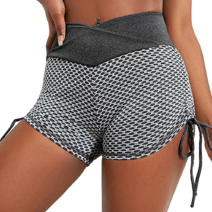 Short de yoga pour femme - Short texturé taille haute pour entraînement, course à pied