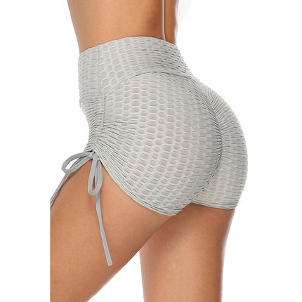 Short de Yoga pour femmes, avec cordon de serrage, texturé, taille haute, pour entraînement, course à pied