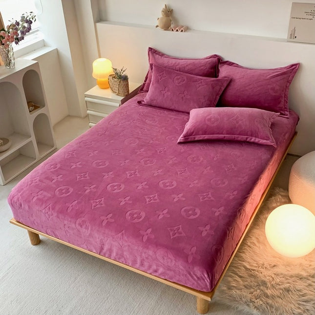 Warm And Soft Milk Velvet Fitted Sheet Deep Pocket Sheet Queen Long Velvet Thickened Mattress Cover And Pillowcase