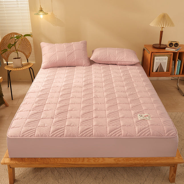 Solid Color Breathable Quilted Bedspread, All-Inclusive Wrinkle-Resistant Sheet, Non-Slip Thickened Bedspread,Mattress Protector