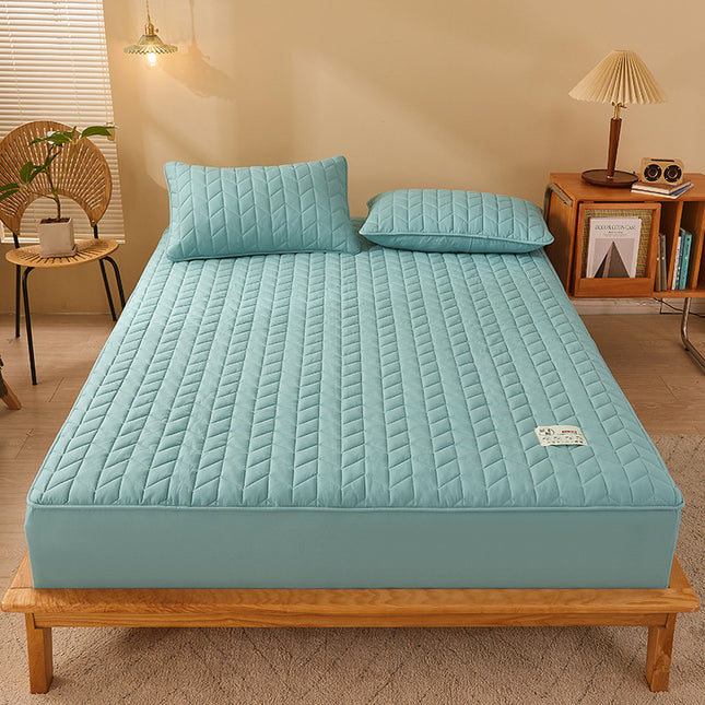 Solid Color Breathable Quilted Bedspread, All-Inclusive Wrinkle-Resistant Sheet, Non-Slip Thickened Bedspread, Comfortable Mattress Protector