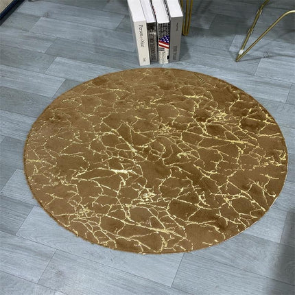 Round hot gold color imitation rabbit hair  Modern Abstract Non-Shedding Dining Room Entryway Foyer Living Room Bedroom Area Rug