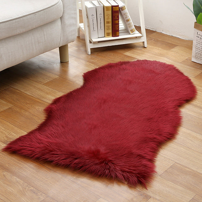 Artificial Wool Sheepskin Rug Wool Pile Fluffy Area Rug Living Room Bedroom Sofa Nursery Irregular Non-Slip Rugs