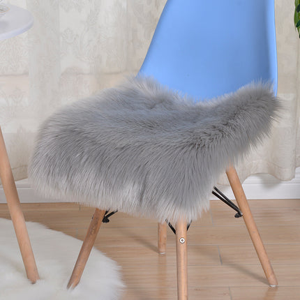 Faux Fur Sheepskin Square Chair Cover Seat Cushion Pad Ultra Soft Fluffy Area Rugs Shaggy Wool Carpet for Living Room Bedroom Sofa Study Bedside