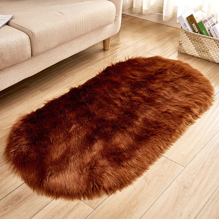 Faux Wool Oval Rug,Soft Fluffy Wool Skin Rug, Non-Slip Rug for Bedroom Living Room Kids Room Decoration