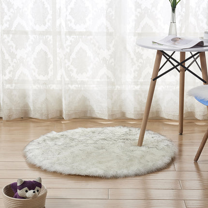 Modern Shaggy Pile Soft Area Rug Faux Sheepskin Round Rug Non-Slip Warm Pile Fluffy Area Rug Living Room Bedroom Sofa Floor Rugs