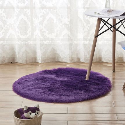 Modern Shaggy Pile Soft Area Rug Faux Sheepskin Round Rug Non-Slip Warm Pile Fluffy Rug Living Room Bedroom Sofa Rugs