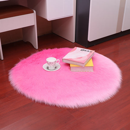 Soft Round Faux Sheepskin Hair Rugs Shaggy Fluffy Rugs Round Carpet Kids Girls Room Princess Castle Christmas Playmat