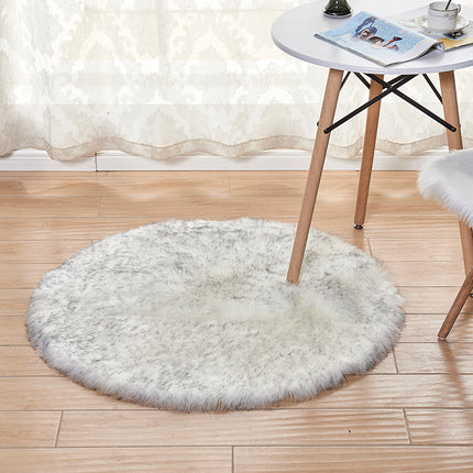 Faux Fur Rug Round Rug Sheep-Skin Fur Throw Washable Small Fluffy Rug for The Living Room Bedroom Nursery Decor