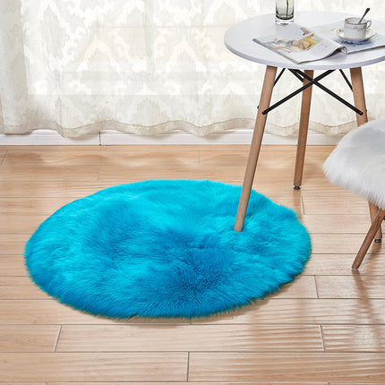 Faux Fur Rug Round Rug Sheep-Skin Fur Throw Washable Fluffy Rug for The Living Room Bedroom Nursery Decor