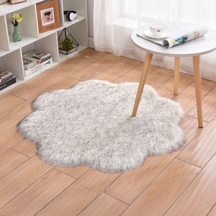 Soft Faux Sheepskin Fur Rug Fluffy Fur Chair Cover Seat Pad Non-Slip Area Rug Plum Shape Living Rugs for Bedroom