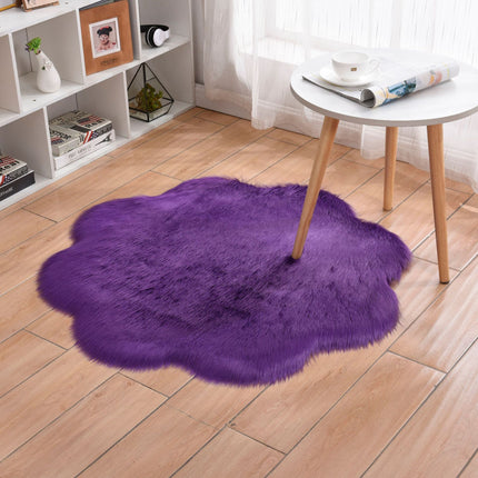 Soft Faux Sheepskin Fur Rug Fluffy Fur Chair Cover Seat Pad Non-Slip Rug Plum Shape Living Rugs for Bedroom