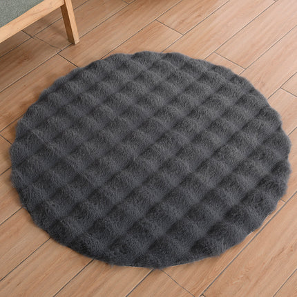 Tapis rond doux et moderne en fausse fourrure de lapin, antidérapant, pour salon et chambre à coucher, commode d'étude, chaise, décoration de maison