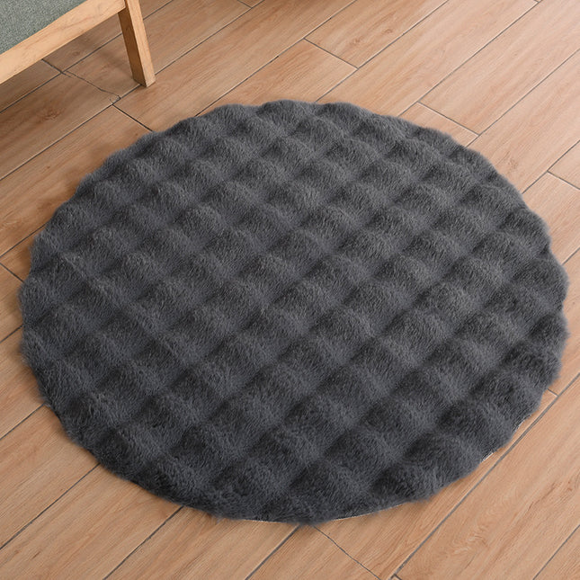 Soft Modern Area Rug Non-Slip Round Faux Rabbit Fur Rug Living Room and Bedroom Study Dresser Chair Home Decor