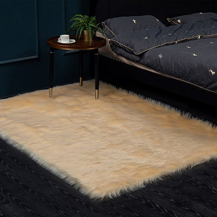 Faux Fur Sheepskin Silky Seat Cushion Home Decor Long Wool Area Rugs Carpet Soft Fluffy Plush Pads  Fit for Home Office Restaurant Chair