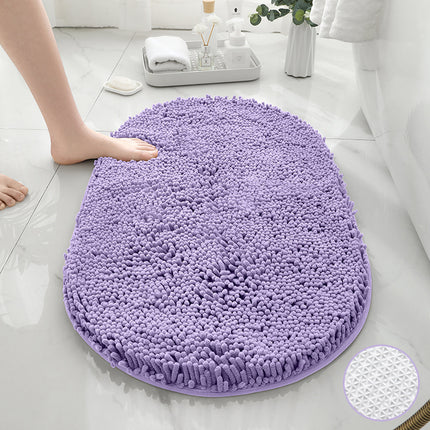 Tapis de bain ovale en Chenille, tapis de bain en peluche douce, tapis de douche doux, absorbant, séchage rapide, lavable en Machine