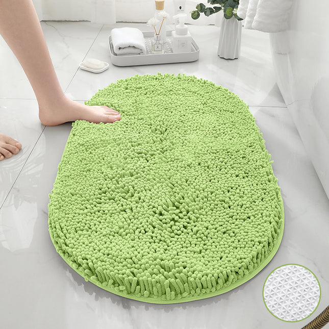 Chenille Oval Bath Mat Soft Plush Bath Mat Soft Shower Mat Absorbent Shower Mat Quick Dry Machine Washable